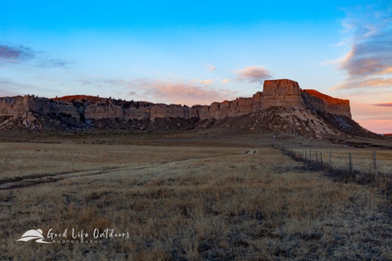 Sheep Mountain at sunrise in Nebraska's Wildcat Hills at Hubbards Gap Road.